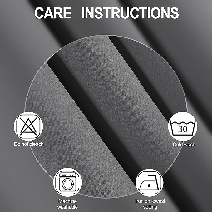 LEMOMO Grey Thermal Blackout Curtains/38 x 54 Inch/Set of 2 Panels Room Darkening Curtains for Bedroom