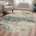 BEIMO Round Rugs 6FT for Living Room Bedroom, Modern Abstract Machine Washable Circle Rug, Soft Low Pile Floor Cover with Non Slip Backing for Dining Room, Grey/Dark Green
