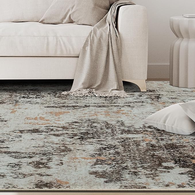 5x8 Area Rugs for Living Room Rug Washable: Abstract Rug for Dining Room Bedroom Carpet Non Slip 5 by 8 Indoor Modern Nursery Home Office Brown Beige
