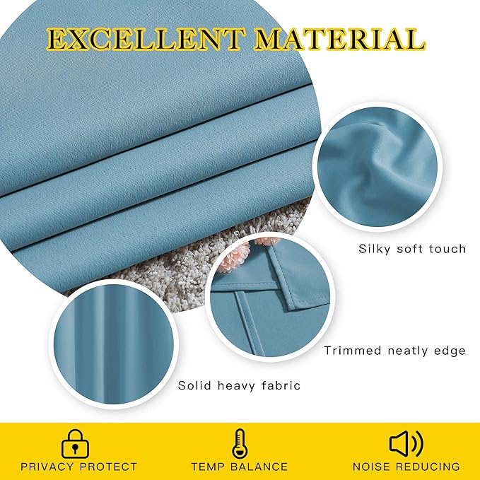 NICETOWN Room Darkening Curtains for Living Room - Easy Care Solid Thermal Insulated Grommet Room Darkening Curtains/Panels/Drapes for Bedroom (2 Panels, 66 by 66, Teal Blue)