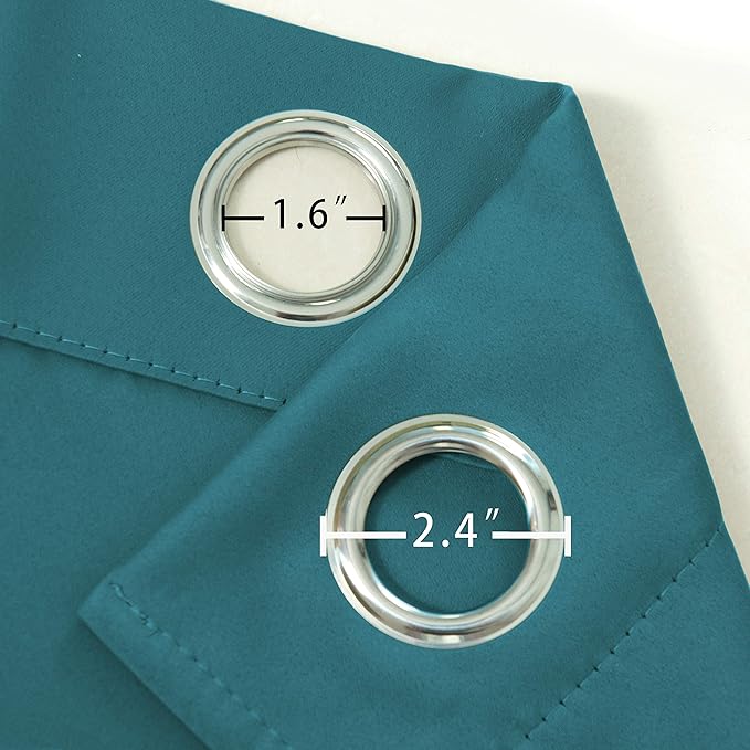 LEMOMO Sea Teal Thermal Blackout Curtains/38 x 84 Inch/Set of 2 Panels Room Darkening Curtains for Bedroom