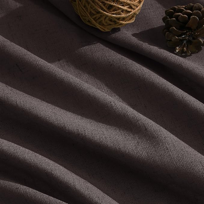 Nanspring Cocoa Coffee Linen Blend Light Filtering Back Tab Curtains 108 Inches Long, Semi Sheer Privacy Drapes for Living Room & Bedroom, 52x108 inch, 2 Panels