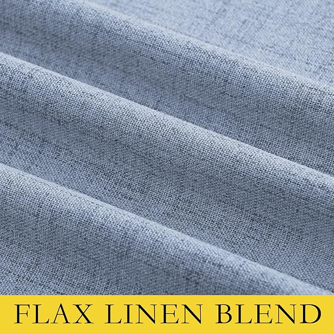 NICETOWN Stone Blue Vintage Linen 100% Blackout Curtains for Living Room, Thermal Insulated Curtains 102" Long, Noise Reducing Window Treatment Drapes for Hall Room, 52" Wide Per Panel, Set of 2