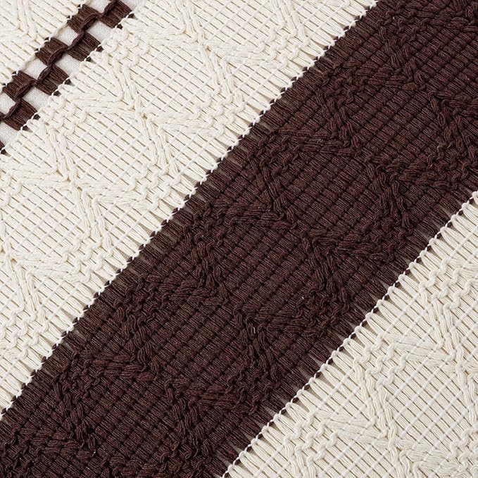 Fancy Homi Set of 1 Boho Brown Long Lumbar Decorative Throw Pillow Cover 12x24 Inch for Couch Bed Sofa Chair, Modern Organic Farmhouse Home Decor, Soft Cotton Cute Accent Rectangle Cushion Case