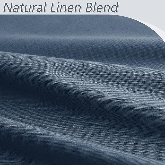 Guken 100% Blackout Curtains 108 Inch Length 2 Panels Set for Living Room Bedroom Back Tab Thermal Insulated Black Out Linen Drapes Room Darkening Window Curtains 108 Inches Long,Denim Blue