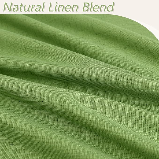 Guken 100% Blackout Curtains 102 Inch Length 2 Panels Set for Living Room Bedroom Back Tab Thermal Insulated Black Out Linen Drapes Room Darkening Lime Green,52x102