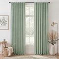 RYB HOME Sage Green 100% Blackout Curtains 102 inches Long, Thermal Insulated Linen Texture Drapes for Bedroom/Living Room, Elegant Farmhouse Curtains Back Tab&Rod Pocket, W52xL102, 2 Panels