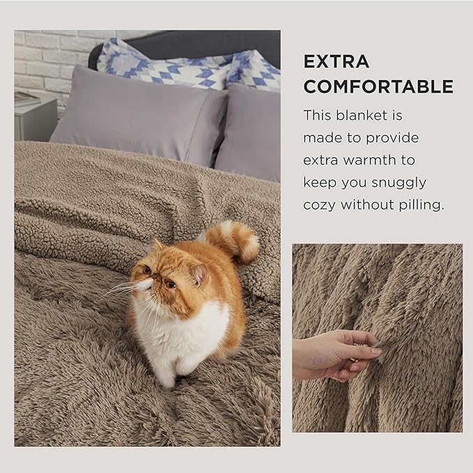 Bedsure GentleSoft Fluffy Brown King Size Blanket for Bed, Thick Soft Sherpa Fleece Faux Fur Bedding Fuzzy Plush Winter Warm Large King Blanket, Cozy Brown Gifts for Men Women, 108x90