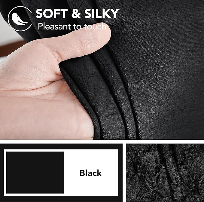 Deconovo Blackout Curtains 84 Inches Long, Black Blackout Curtains for Bedroom - 2 Panels, 52x84 Inch, Room Darkening Curtains for Living Room, Back Tab and Rod Pocket Black Curtains