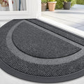 OLANLY Half Circle Door Mat Indoor Outdoor Entrance Welcome, Waterproof All-Season, All-Weather Doormat, Sturdy Natural Rubber, Low Profile, Easy Clean Patio Porch Entryway Mat, 59x35, Grey
