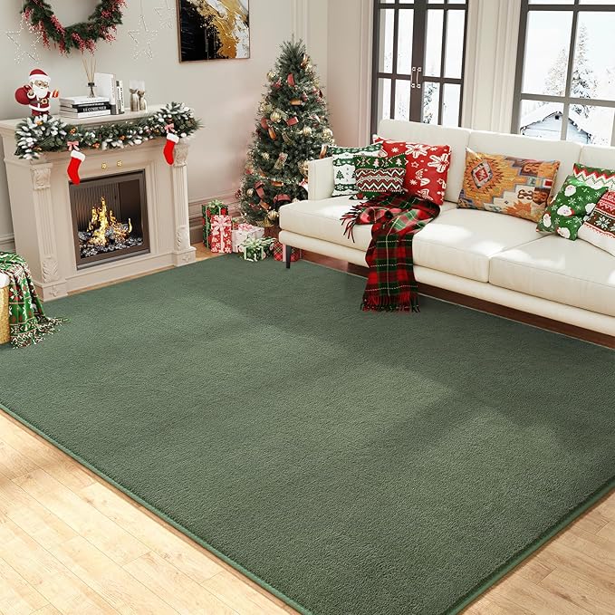 Amearea Modern Area Rugs for Bedroom Living Room, 4x6 Feet Sage Green Thickened Memory Foam Rug, Fluffy Indoor Washable Rugs Non Slip Minimalist Carpet for Kids Boys Girls Dorm Nursery Room Decor