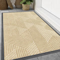 Smiry Front Door Mat Outside Entrance, Heavy Duty Sturdy Natural Rubber Doormat, Trap Dirt and Moisture, Easy Clean Low Profile Welcome Floor Mats for Indoor Outdoor Entry, 71x23 Inch, Beige