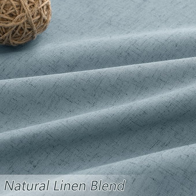 Guken Blue 100% Blackout Linen Curtains 84 Inch Length 2 Panels Set for Living Room Bedroom Back Tab Thermal Insulated Black Out Drapes Room Darkening Window Curtains 84 Inches Long Dusty Blue