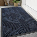 Smiry Front Door Mat Outside Entrance, Heavy Duty Sturdy Natural Rubber Doormat, Trap Dirt and Moisture, Easy Clean Low Profile Welcome Floor Mats for Indoor Outdoor Entry, 47x23 Inch, Navy Blue
