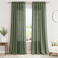 Olive Green Linen Curtains 90 Inch Length 2 Panels Set for Living Room Rod Pocket Back Tab Window Drapes Light Filtering Modern Farmhouse Curtain 90 Inches Long for Dining Room Bedroom 52x90