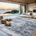 Area Rugs Living Room Rug - 4x6 Washable Modern Abstract Soft Neutral Non-Slip Carpet Large Indoor Floor Thin Carpets for Bedroom Dining Room Farmhouse Nursery Home Office Grey Blue
