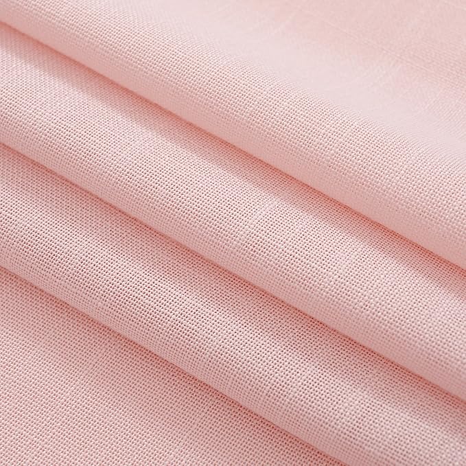 Pink Linen Curtains 84 Inch Length 2 Panels Set for Living Room Light Filtering Semi Sheer Curtains Cherry Blossom Pink Decor Modern Elegant Back Tap Drapes Nersury Bedroom 52ﾗ84 Inch