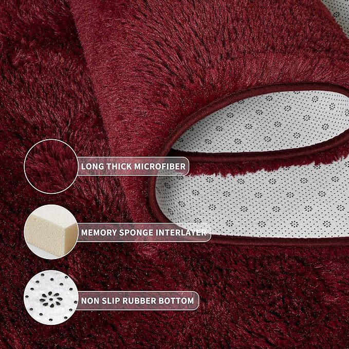 Tepook Area Rugs 9x12 for Living Room, Super Soft Fluffy Rugs for Bedroom, Modern Shaggy Rug Fuzzy Carpets for Kids, Plush Indoor Nursery Home Decor Rug with Non-Slip Bottom, Burgundy Red