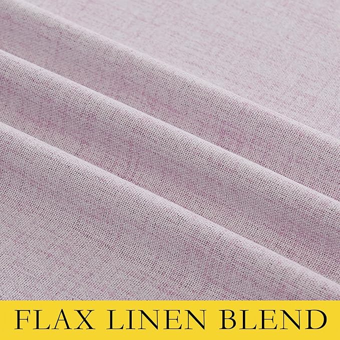 NICETOWN Pink Vintage Linen 100% Blackout Curtains for Living Room, Thermal Insulated Curtains 120" Long, Noise Reducing Window Treatment Drapes for Hall Room, 52" Wide Per Panel, Set of 2