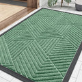 Smiry Front Door Mat Outside Entrance, Heavy Duty Sturdy Natural Rubber Doormat, Trap Dirt and Moisture, Easy Clean Low Profile Mats for Indoor Outdoor Entry, Irregular Triangle (29.5x17, Mint Green)