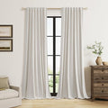 Guken Light Beige Linen 100% Blackout Curtains 96 Inches Long Floor to Ceiling Drapes for Bedroom, Rustic Farmhouse Room Darkening Winter Thermal Insulated Black Out Sliding Door Curtain, 52x96