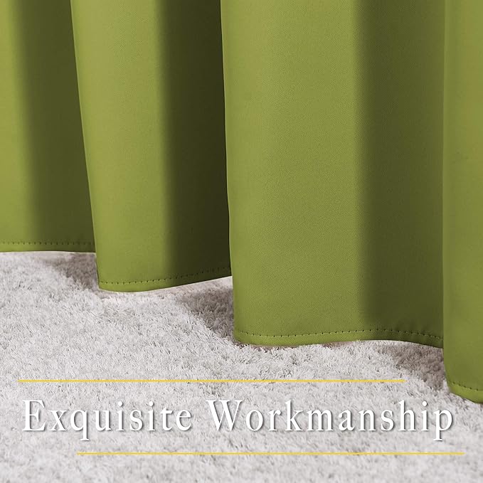 NICETOWN Room Darkening Curtains and Drapes for Window 95" L - Triple Weave Energy Saving Thermal Insulated Solid Grommet Room Darkening Panels for Patio (80" Wide per Panel, 2 Panels, Fresh Green)