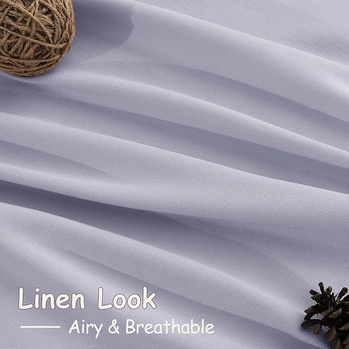 Nanspring Lavender Purple Linen Curtains 84 Inch Length 2 Panels Set for Living Room Boho Decor Light Filtering Semi Sheer Curtain Back Tab Modern Luxury Drapes for Bedroom Office 52x84
