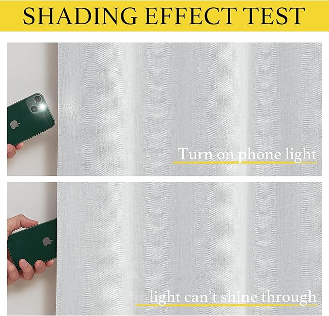 NICETOWN Faux Linen Greyish White Room Darkening Curtain Valances 36 inches Long, Grommet Energy Saving Thermal Window Tiers Short Curtains for Living Room/Bedroom, W34 x L36, 2 Panels
