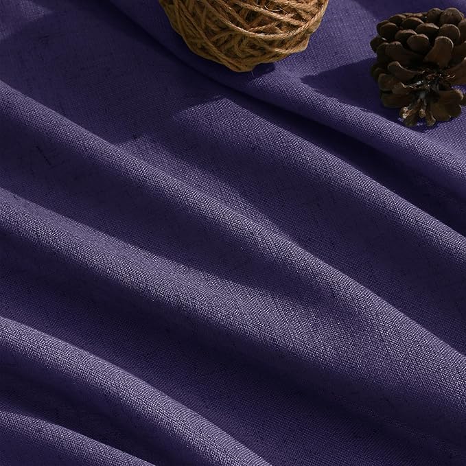 Nanspring Purple Linen Blend Light Filtering Back Tab Curtains 96 Inches Long, Semi Sheer Privacy Drapes for Living Room & Bedroom, 52x96 inch, 2 Panels