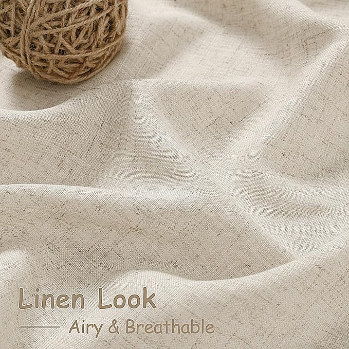 Nanspring Extra Long 120 Inch Curtains for Living Room Boho Linen Light Filtering Semi Sheer Curtain Back Tab Eclectic Home Decor Modern Floor to Ceiling High Window for Bedroom 52x120, 2 Panels