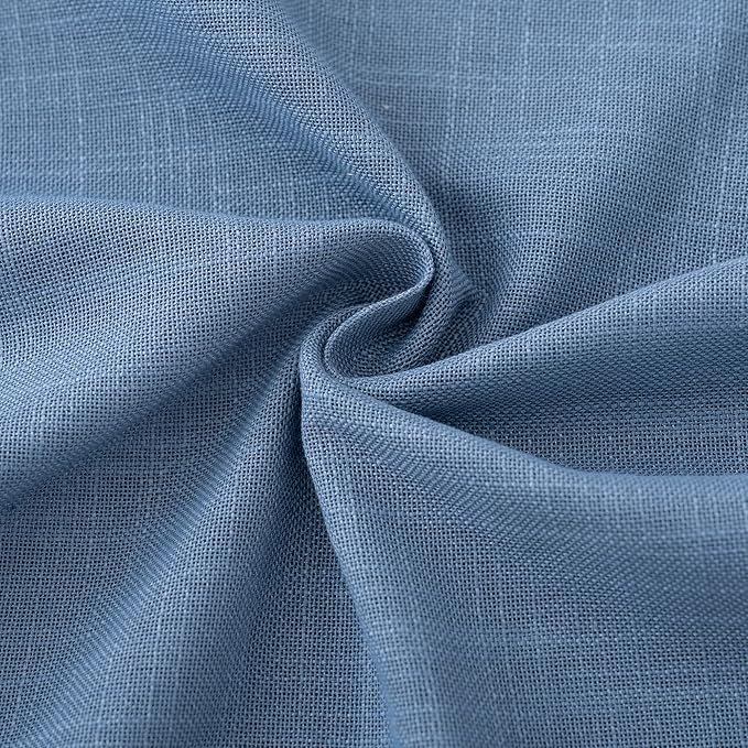 Denim Blue Curtains for Living Room Back Tab Modern Farmhouse Semi Sheer Blue Curtains 108 inches Long 2 Panels Set Muted Neutral Window Curtain for Dining Room Bedroom 52x108