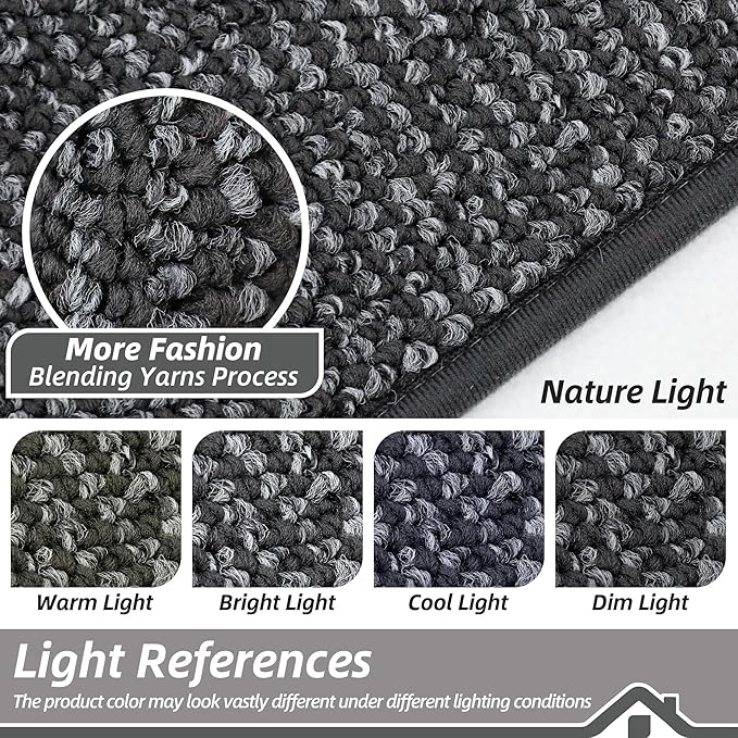 BEQHAUSE Kitchen Runner Rugs 24"x72", Non-Slip Kitchen Mats for Floor, Super Absorbent and Stain Resistant Kitchen Rug, Machine Washable Rugs for Kitchen, Hallway, Laundry & Sink, Charcoal