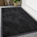 Smiry Front Door Mat Outside Entrance, Heavy Duty Sturdy Natural Rubber Doormat, Trap Dirt and Moisture, Easy Clean Low Profile Mats for Indoor Outdoor Entry, Irregular Triangle (47x30, Black)