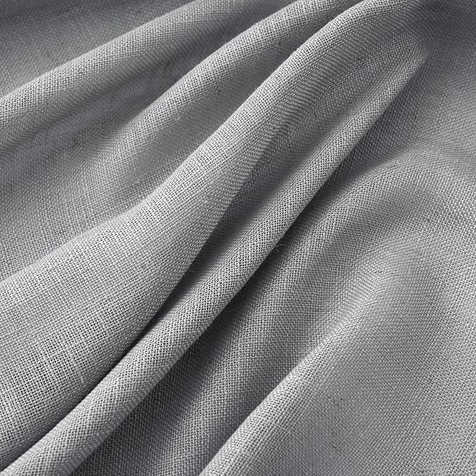 MIULEE Grey Linen Curtains 84 Inch Length for Bedroom Living Room, Soft Thick Linen Textured Window Drapes Gray Semi Sheer Light Filtering Rod Pocket Back Tab Burlap Look, 2 Panels, 37x84 Inches