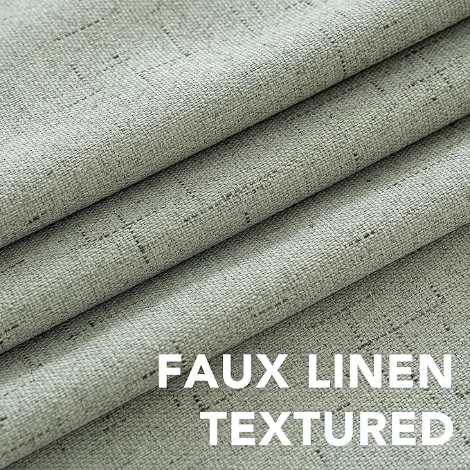H.VERSAILTEX Primitive Linen Curtains 100% Blackout Curtain Drapes Burlap Fabric Curtains with White Thermal Insulated Liner, Grommet Top Drapes Living Room/Bedroom (2 Panels, 42 x 63 Inch, Sage)