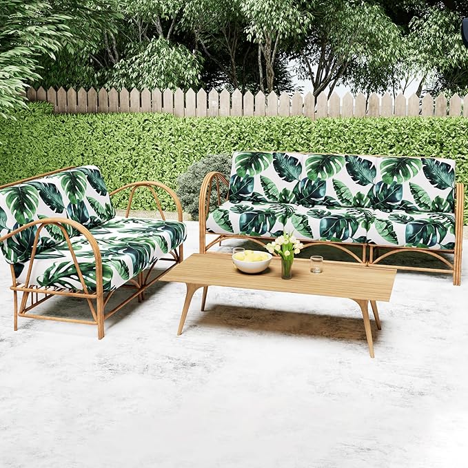 Smiry Printed Couch Cushion Covers, Stretch Soft Couch Covers for Sofa, Washable Non-Slip Sofa Slipcover Furniture Protector for Indoor and Outdoor (Backrest M, Green)