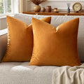 GIGIZAZA Decorative Couch Throw Pillow Covers,Set of 2 Burnt Orange Square Pillow Cushion Covers 24x24,Pillow Cases Velvet Pillow Covers