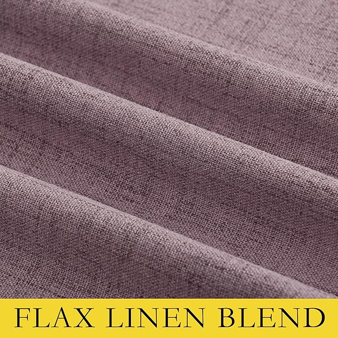 NICETOWN Chaise Mauve Vintage Linen 100% Blackout Curtains for Living Room, Thermal Insulated Curtains 120" Long, Noise Reducing Window Treatment Drapes for Hall Room, 52" Wide Per Panel, Set of 2