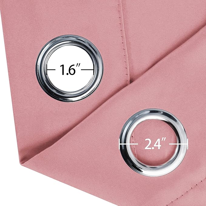 LEMOMO Blackout Curtains 66 x 84 inch/Pink Curtains Set of 2 Panels/Thermal Insulated Room Darkening Bedroom Curtains