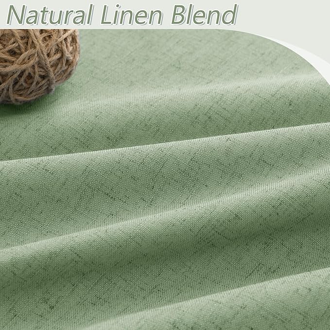 Guken Blackout Curtains 80 Inch Length 2 Panels Set for Living Room Bedroom Back Tab Thermal Insulated 100% Black Out Linen Drapes Room Darkening Window Curtains 80 Inches Long,Light Sage