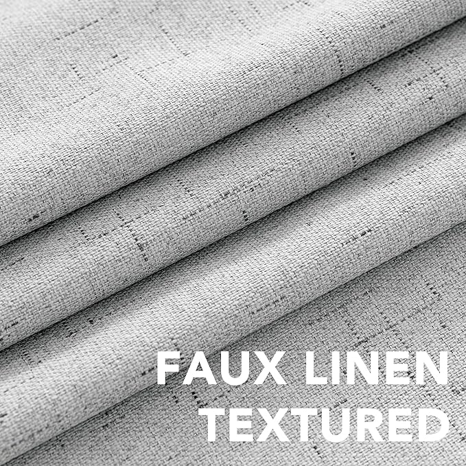 H.VERSAILTEX 100% Blackout Curtains for Bedroom Thermal Insulated Linen Textured Curtains Heat and Full Light Blocking Drapes Living Room Curtains 2 Panel Sets, 42x45 Inch, Glacier Gray