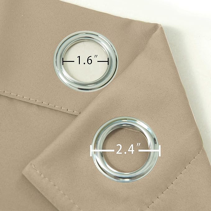 LEMOMO Beige Thermal Blackout Curtains/42 x 63 Inch/Set of 2 Panels Room Darkening Curtains for Bedroom