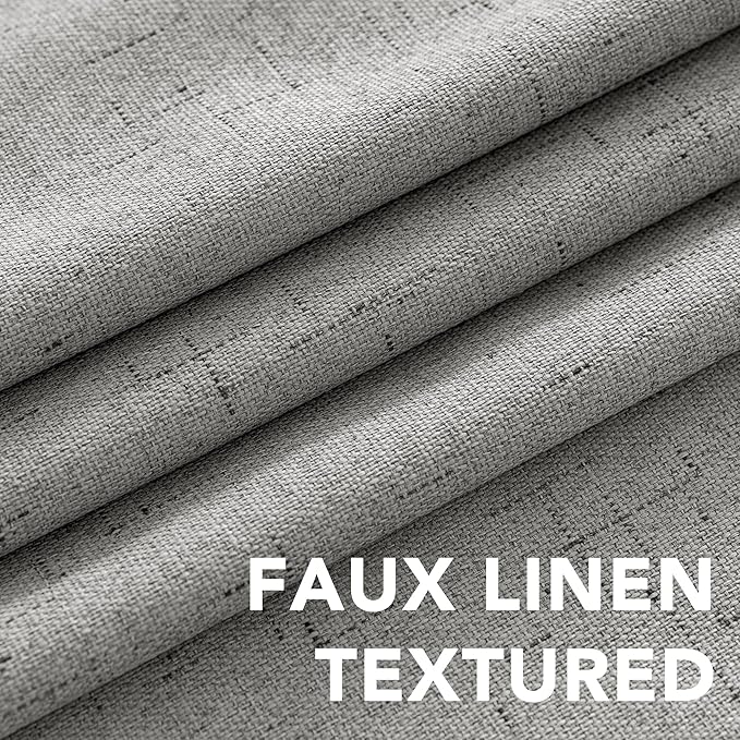 H.VERSAILTEX Primitive Linen Curtains 100% Blackout Curtain Drapes Burlap Curtains with White Thermal Insulated Liner, Grommet Top Drapes Living Room/Bedroom (2 Panels, 42 x 54 Inch, Dove Gray)