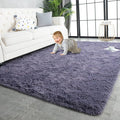 TWINNIS Super Soft Shaggy Rugs Fluffy Carpets 3x5 Feet, Indoor Modern Plush Area Rugs for Living Room Bedroom Kids Room Nursery Home Decor, Upgrade Anti-Skid Rectangular Fuzzy Rug, Grey Purple