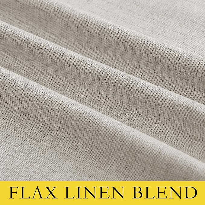 NICETOWN Brich Vintage Open Linen Weave Flax Thermal Curtains, 100% Blackout Curtains 102" Long for Dining Room, Soundproof Window Treatment Drapes for Home Office, 62" Wide Per Panel, Set of 2