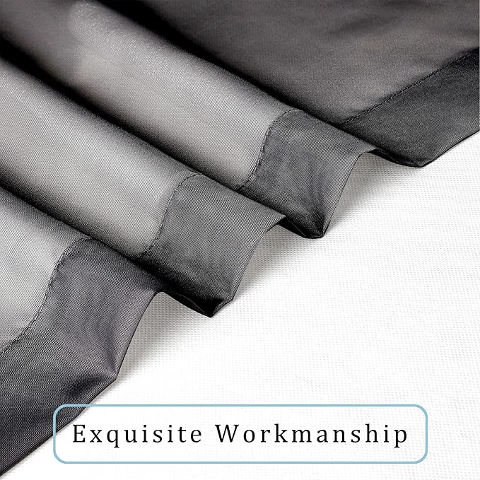 OWENIE Black Sheer Curtains 68 Inch Length 2 Panels Set for Bedroom Living Room, Light Filtering Voile Sheer Curtains, Airy Rod Pocket Farmhouse Curtain, Black, Each 42Wx68L inch