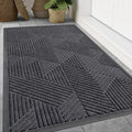 Smiry Front Door Mat Outside Entrance, Heavy Duty Sturdy Natural Rubber Doormat, Trap Dirt and Moisture, Easy Clean Low Profile Welcome Floor Mats for Indoor Outdoor Entry, 59x23 Inch, Medium Grey