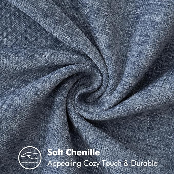 MIULEE Pack of 2 Couch Throw Pillow Covers 20x20 Inch Dark Grey Blue Farmhouse Decorative Pillow Covers with Stitched Edge Soft Chenille Solid Dyed Spring Pillow Covers for Sofa Bed Living Room