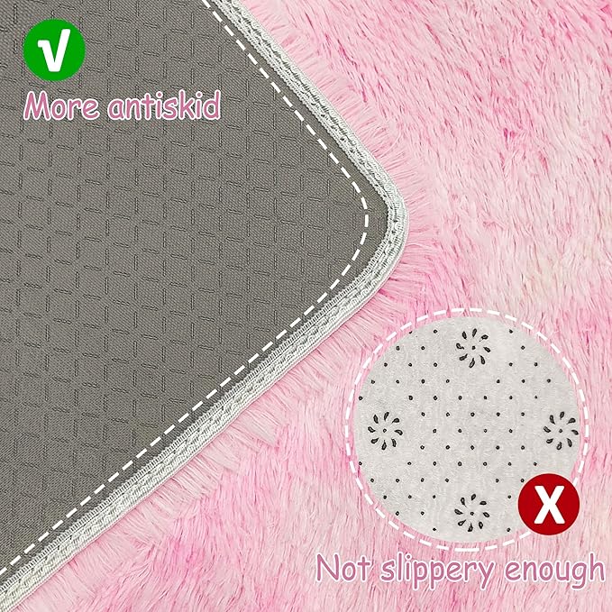 Tie-Dye Pink Rug for Living Room 5x8ft Fluffy Modern Shag Area Rug Mat Bedside Throw Rug for Bedroom Kids Room Boys Teens Nursery Baby Dorm Office Home Decor Aesthetic Soft and Cozy Carpets