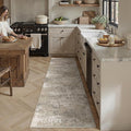 PureCozy Runner Rug 2x8 Beige Machine Washable Modern Abstract Hallway Carpet Non Slip Neutral Long Carpet Low Pile Soft Non Shedding Contemporary Rug for Bathroom Laundry Kitchen Bedroom